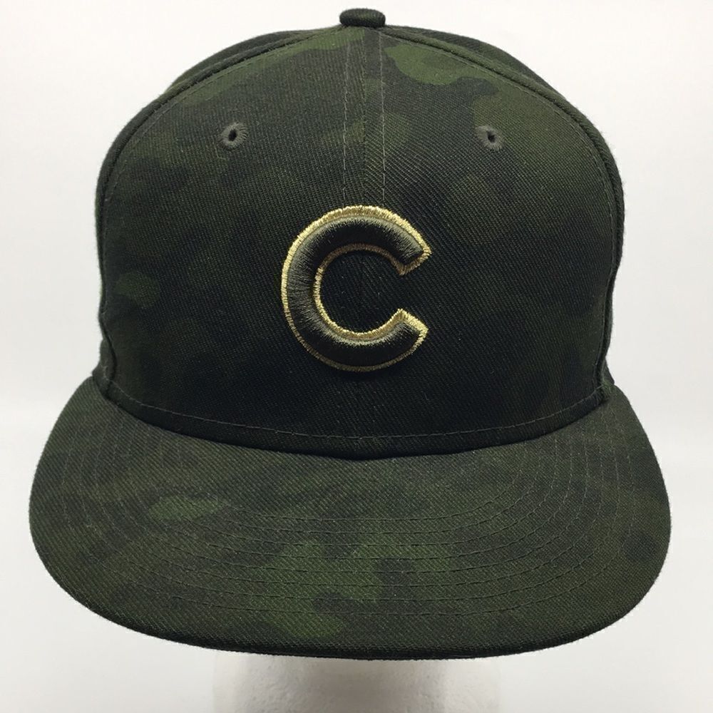 New Era Chicago Cubs Armed Forces Memorial Day Camo 59FIFTY Fitted Hat Sz 7